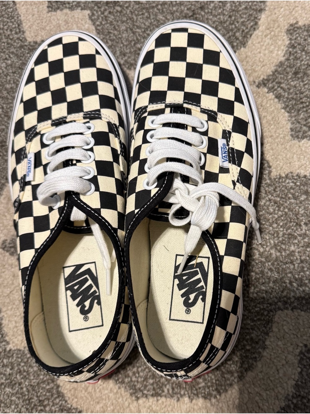 Vans Authentic Checkerboard Sneakers - Black & Cream